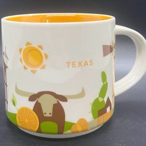 Starbucks Coffee Mug Texas You Are‎ Here Collection 14 oz White Cow Drinkware